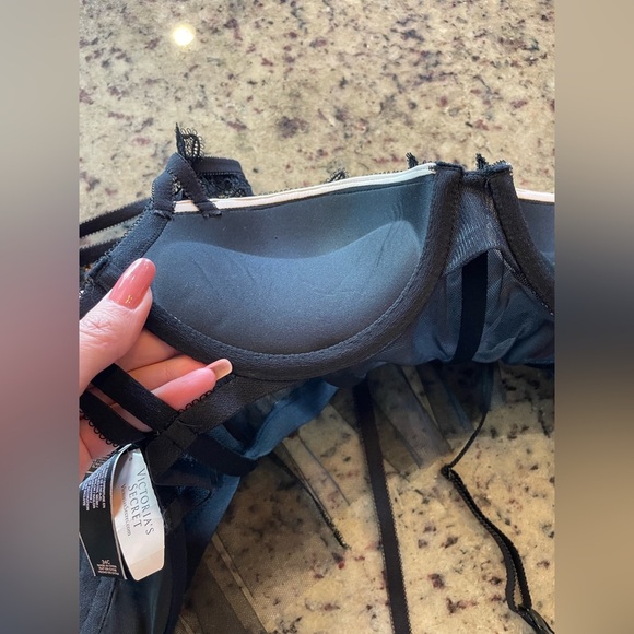 NWT Elegant Black and ballet pink Lace Lingerie corset size 34C retail $88 - Picture 6 of 6